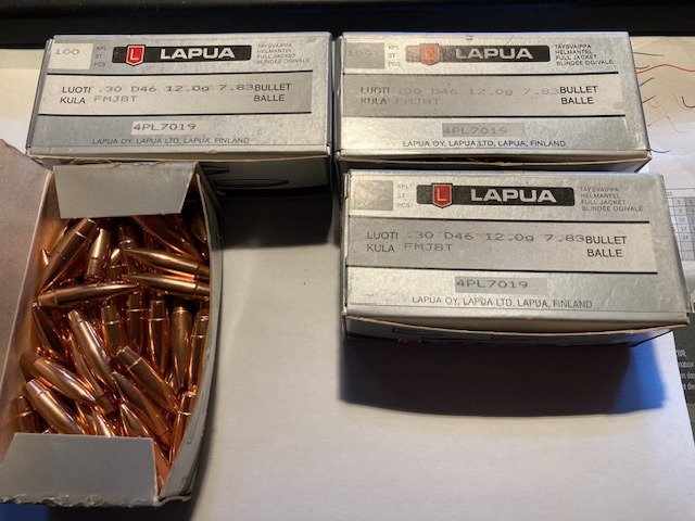 400 Geschosse . 30 cal. 12,0g, 185 grs. LAPUA D46 – Bild 1