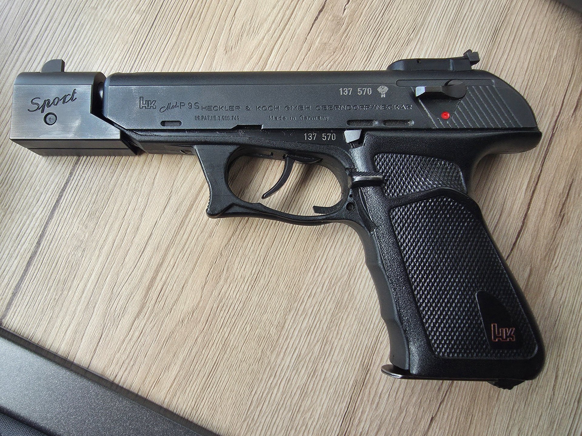 H&K P9s Chantilly VA 9mm , 5,5“ und 4“ Lauf , mit Anschussbild und original Karton, Sammler, Selten – Bild 2