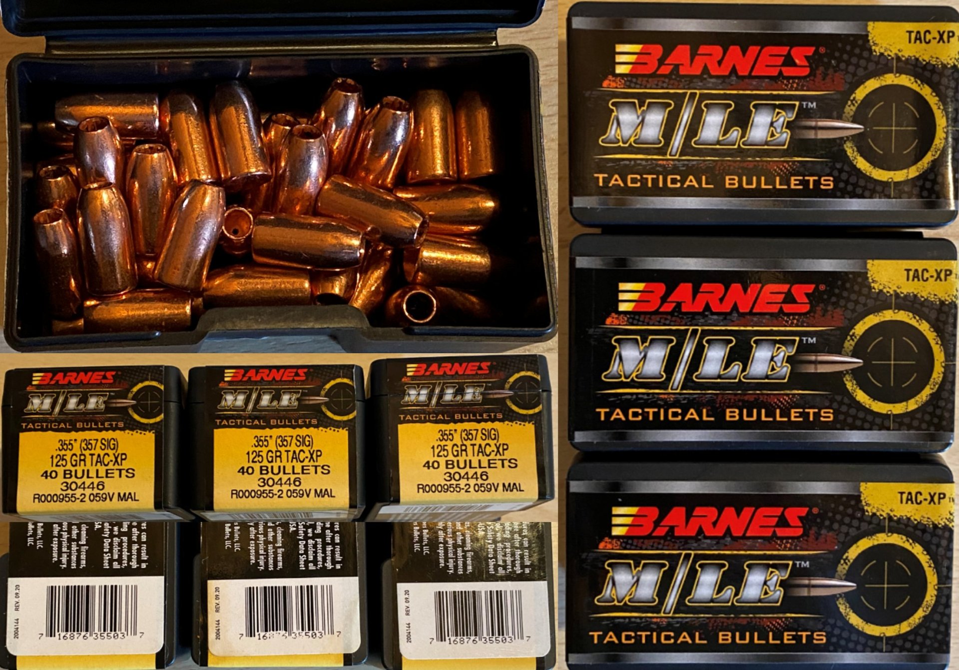 120 St. bleifreie Geschosse Barnes TAC-XP für .357 SIG Dia. .355", 125 gr – Bild 1
