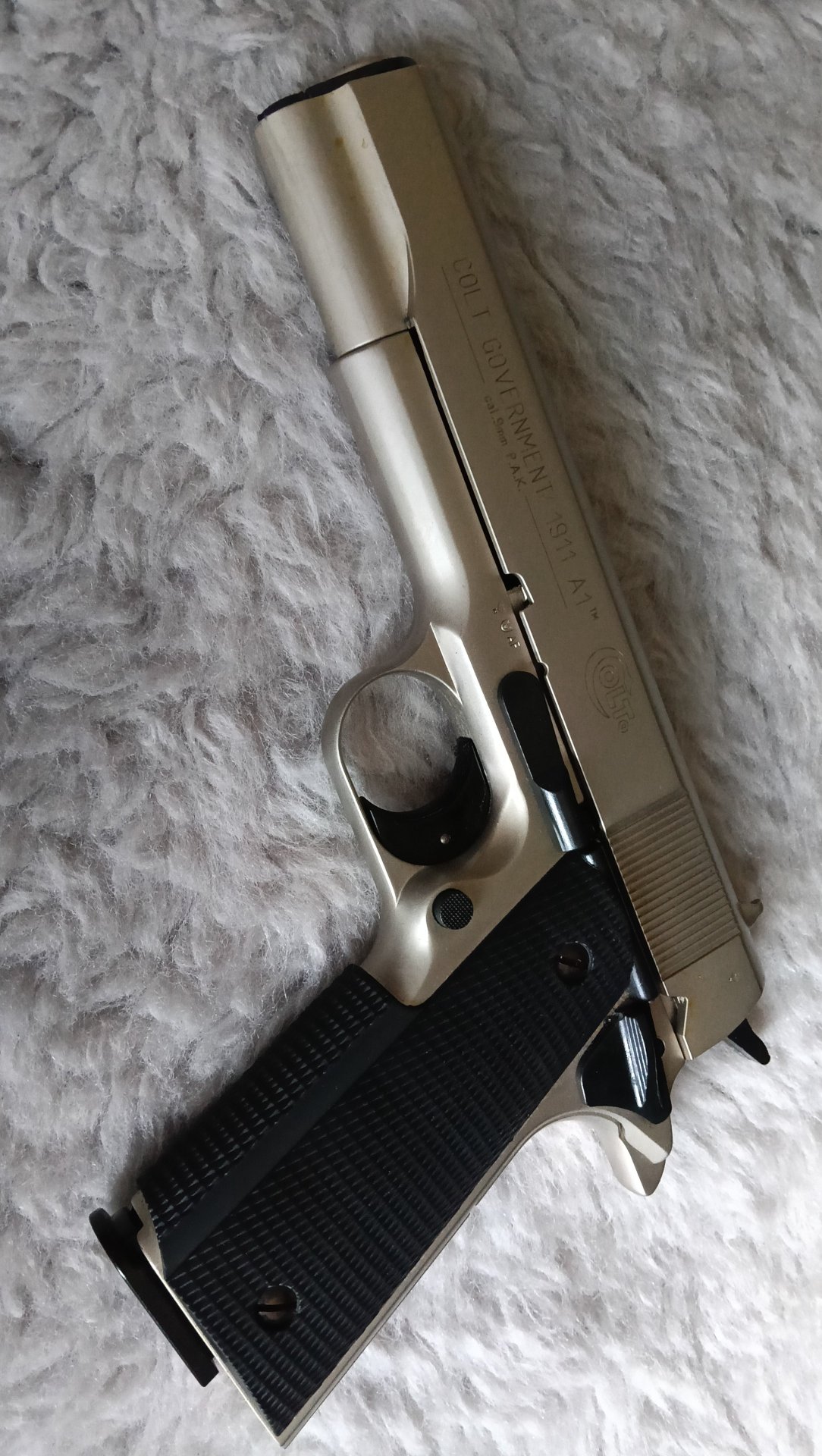 Für Selbstabholer: Colt Government 1911 A1 Schreckschusspistole - cal. 9mm P.A.K. - PTB 774 - Nickel – Bild 5