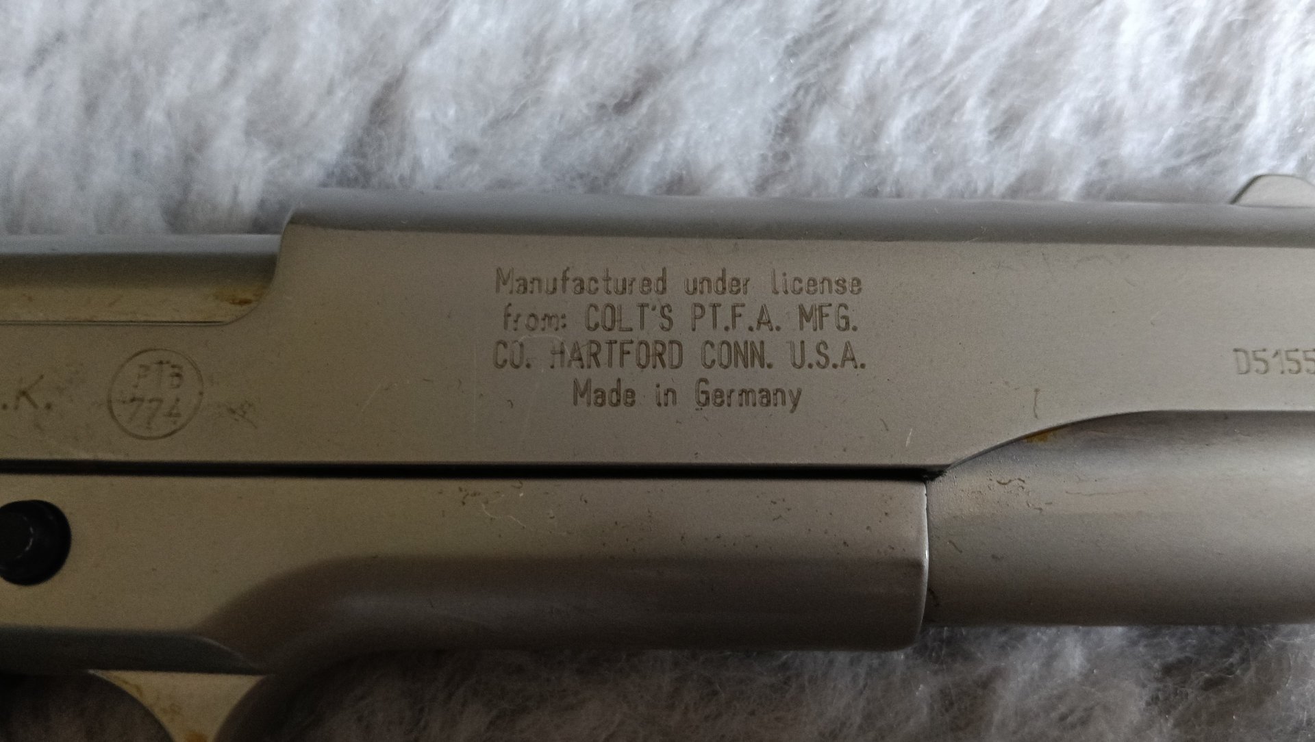 Für Selbstabholer: Colt Government 1911 A1 Schreckschusspistole - cal. 9mm P.A.K. - PTB 774 - Nickel – Bild 3