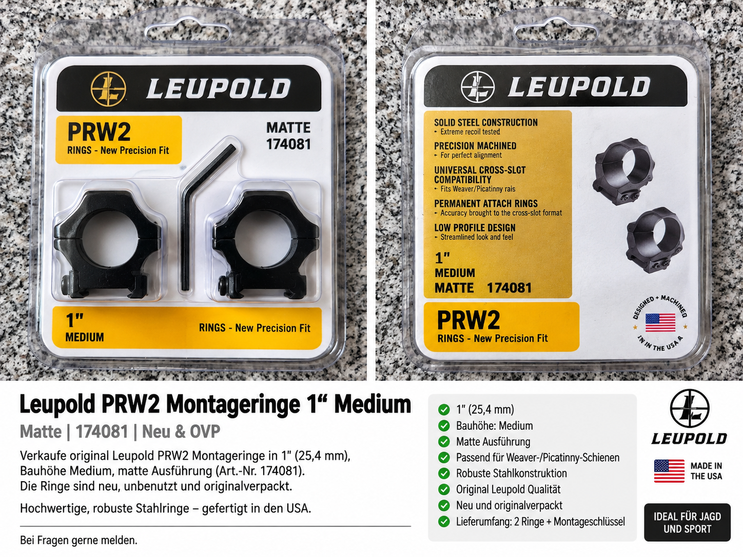 Leupold PRW2 Montageringe 1", 25,4mm, medium – Bild 1