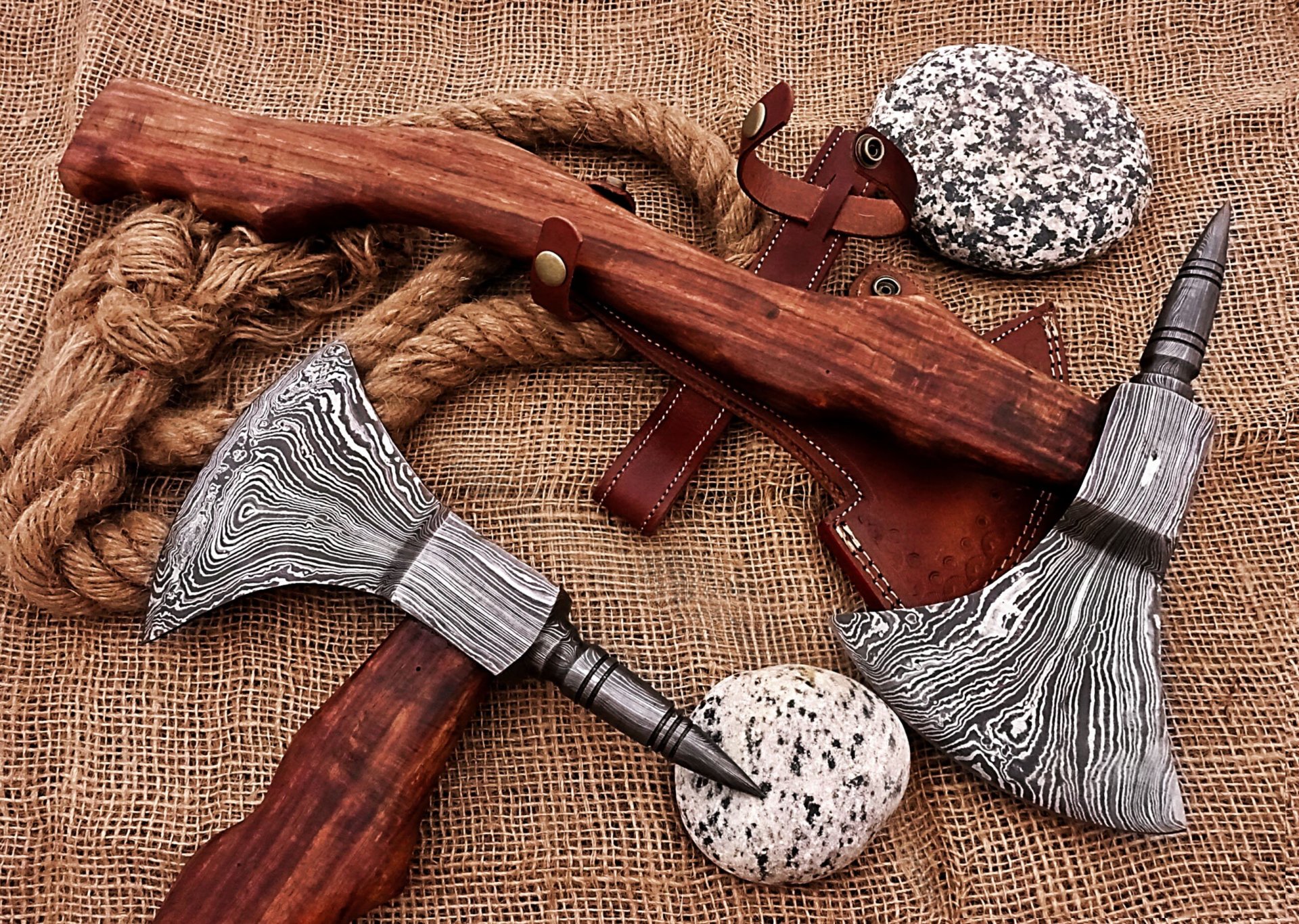 Wikinger Axt Damast Stahl mit Scheide handgeschmiedet Mittelalter Axt MAQ2602 – Bild 6