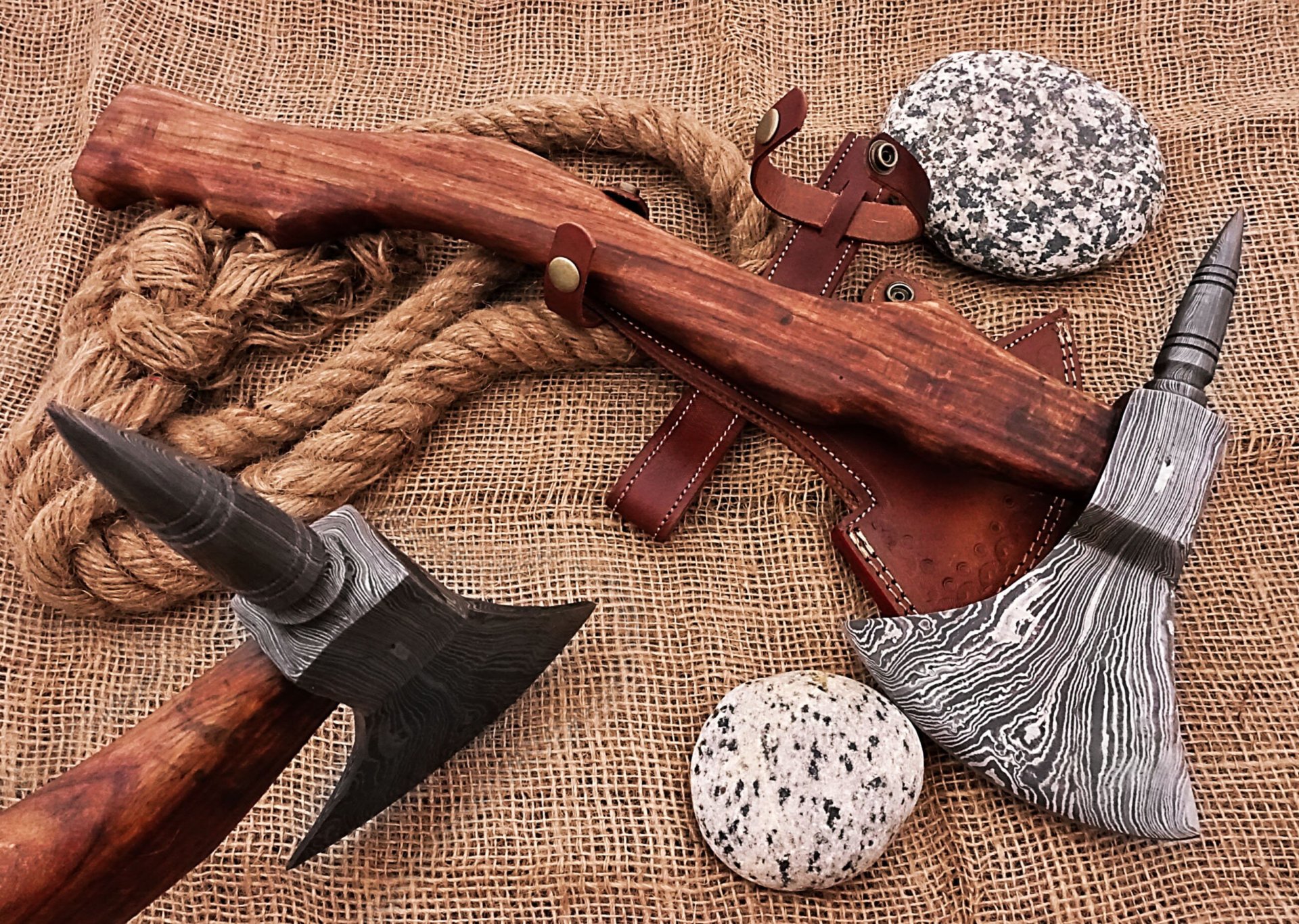 Wikinger Axt Damast Stahl mit Scheide handgeschmiedet Mittelalter Axt MAQ2602 – Bild 5
