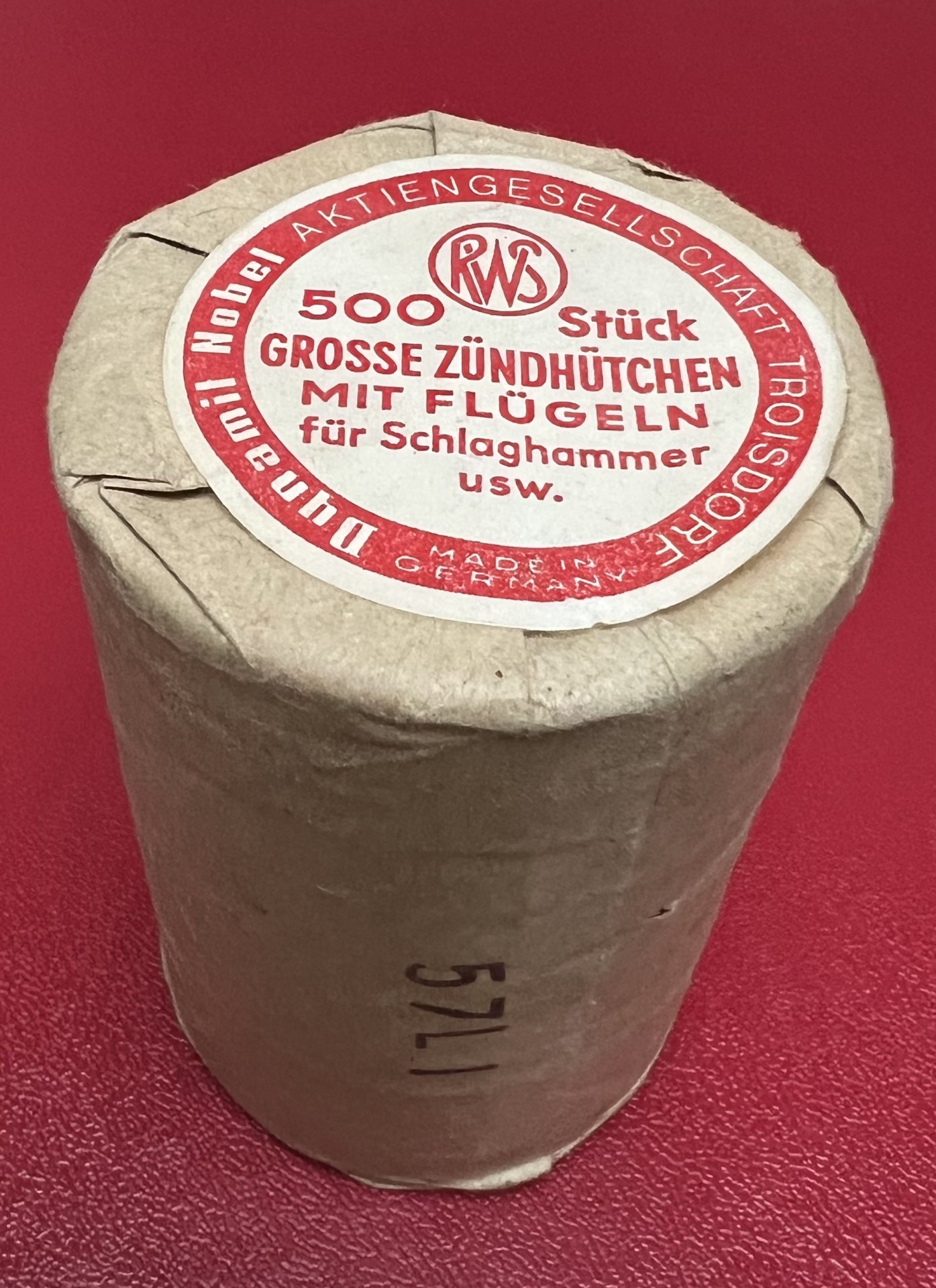 RWS Dynamit Nobel - 500 große Flügelzündhütchen - historische Originalverpackung – Bild 2