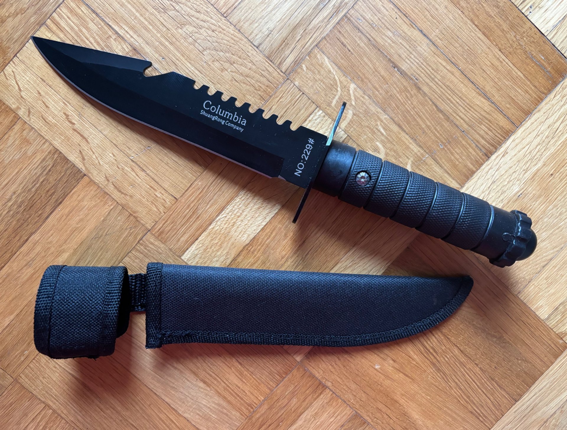 Columbia Survivalmesser NO: 229 Taktisches Outdoormesser Neuwertig mit Scheide Columbia Kampfmesser – Bild 1