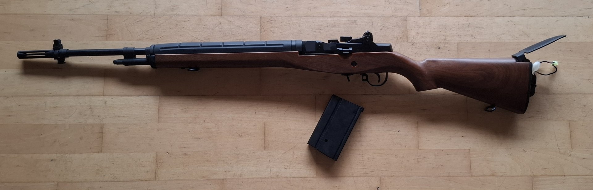 M14 Airsoft S-AEG / AEG (Holzoptik) – Motor/Gearbox läuft – Feed-Fehler / Bastler – inkl. Magazin – Bild 2