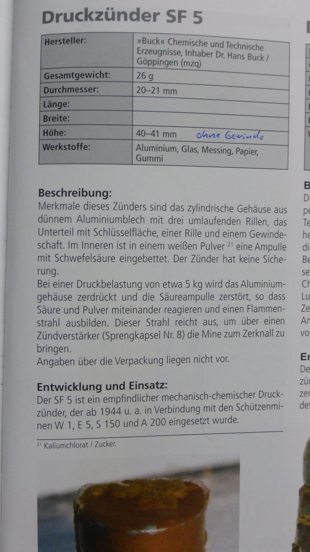 Buck/Zünder/SF5/Repro/Glasmine/WK2/Mine/chemischer Zünder/Deko – Bild 6