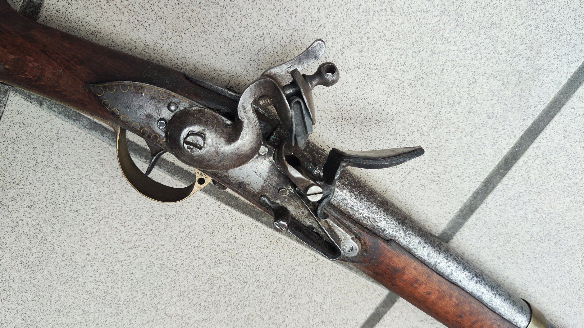 Unbek. originales Steinschlossgewehr deut. franz. Kadettengewehr defekt / Bastler – Bild 6