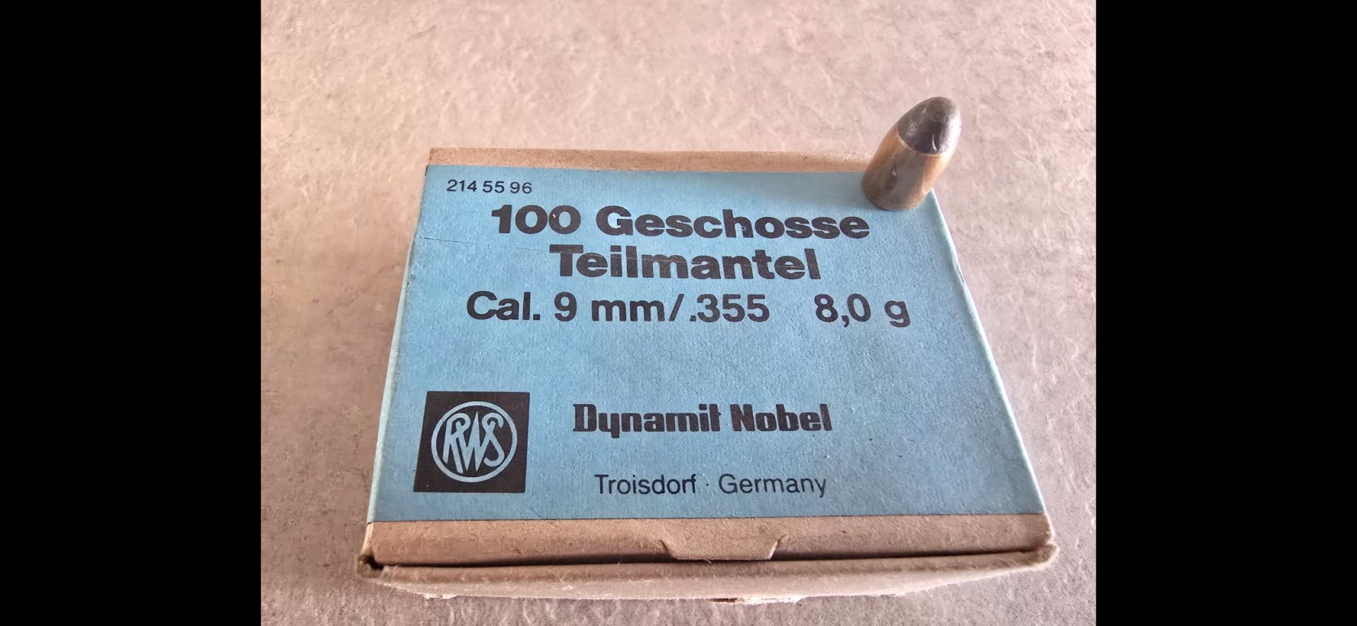 9mm Geschoss Teilmantel 8g Dynamit Nobel – Bild 1