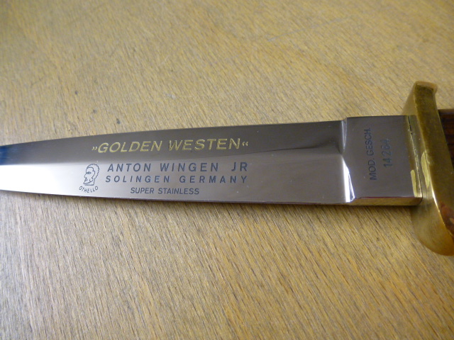 Anton Wingen J.R. - Othello - Dolch - GOLDEN WESTEN - Griff aus Holz + Messing - Lederscheide – Bild 4