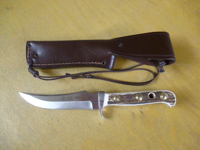Puma Messer - Skinner - Nr. 11 6393 - Griffschalen aus Hirschhorn - Lederscheide in OVP - Jagdmesser – Bild 3