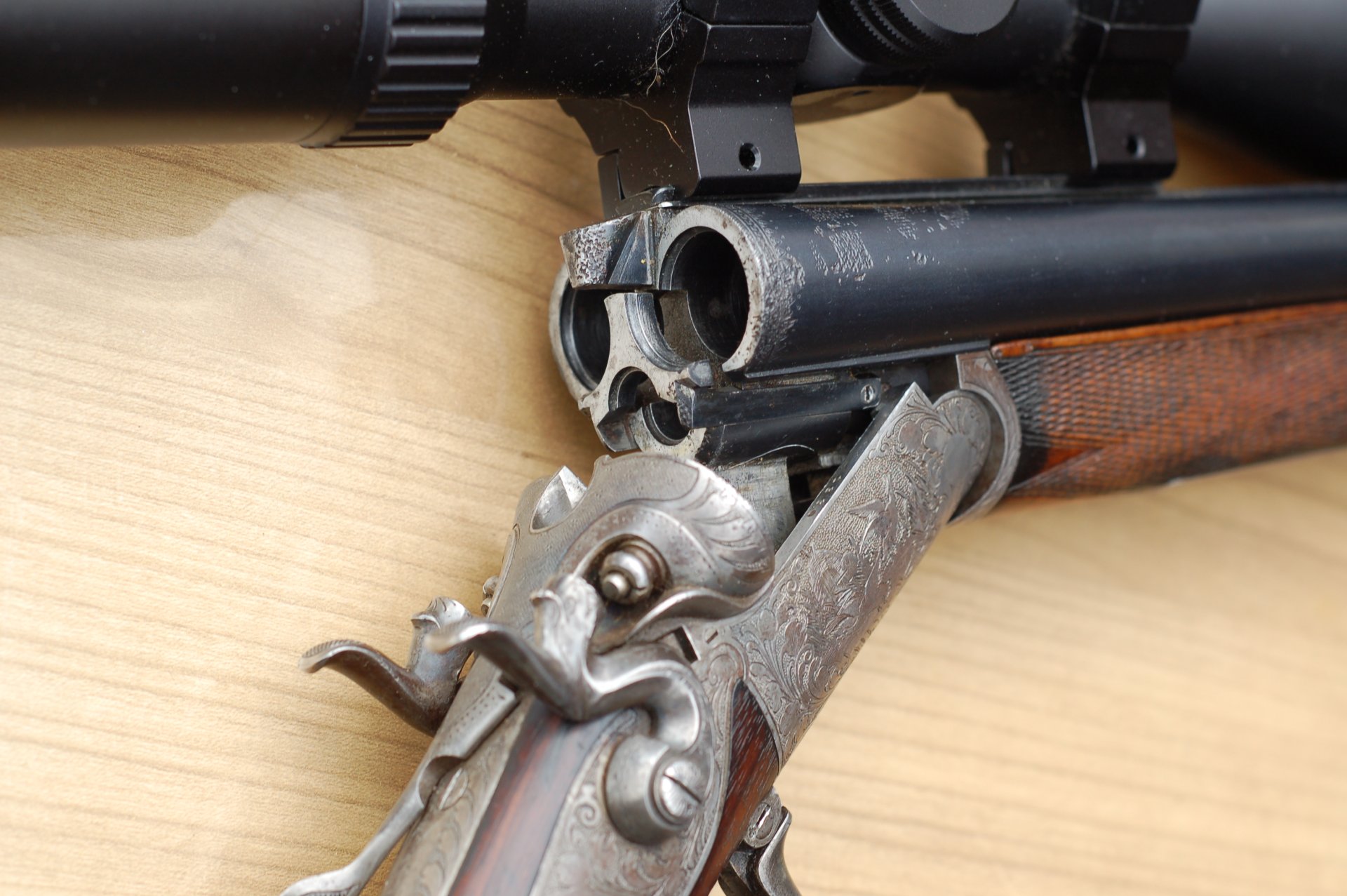Eleganter Hahnendrilling 9,3 x 72 R und 16/65 – Bild 3