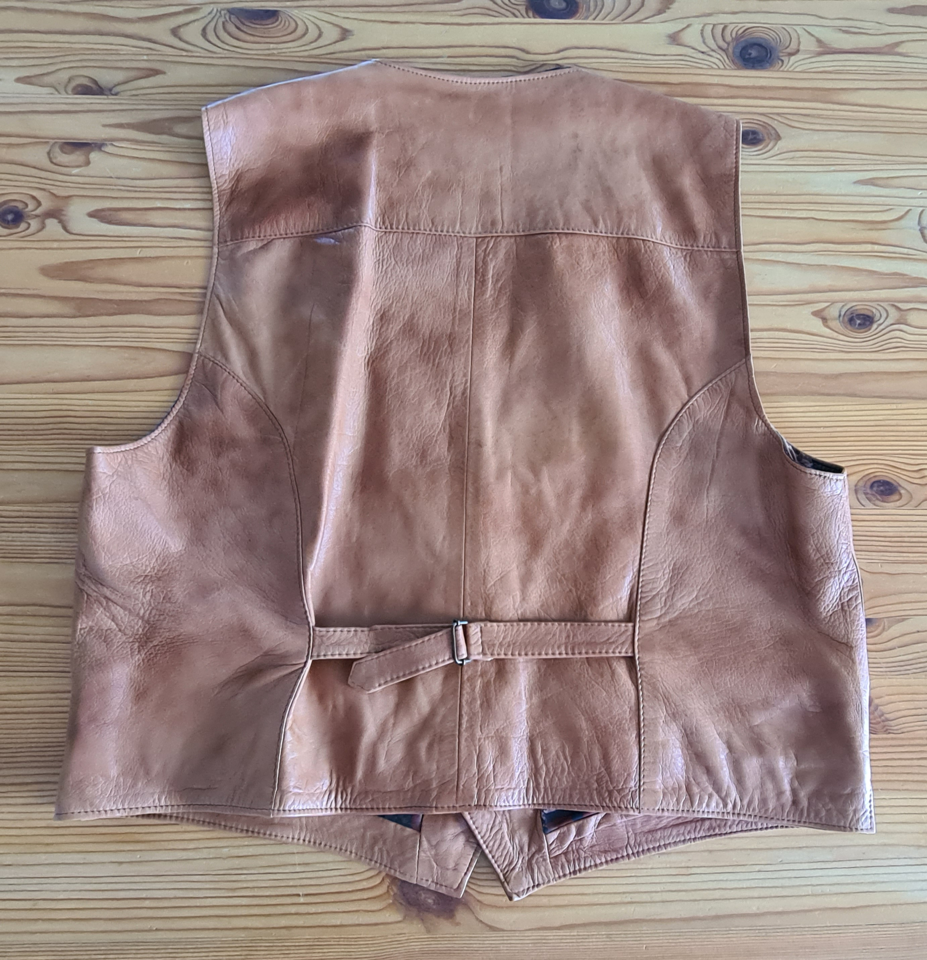 Lederweste (für unter die Jacke / Cowboy) - braun / natur - Gr. L - TOP – Bild 2