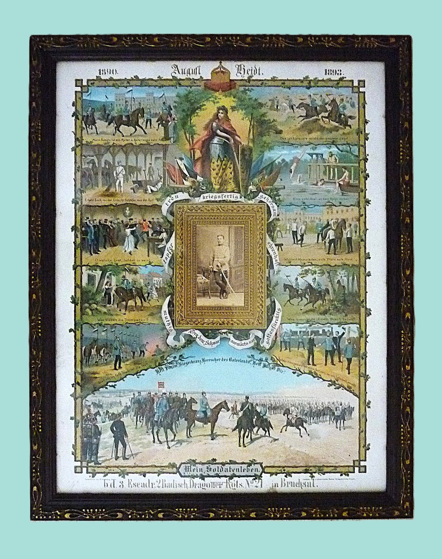 Altes Reservistenbild 3 Escadr. 2 .Badisch. Dragoner Nr. 21 Bruchsal﻿﻿ 1893 – Bild 1