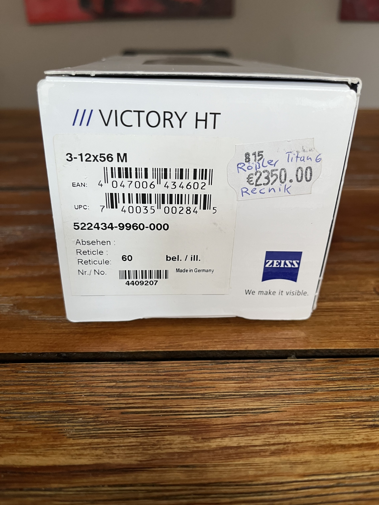 Zeiss Victroy HT 3-12x56 Leuchtabsehen 60 mit Innenschiene – Bild 2