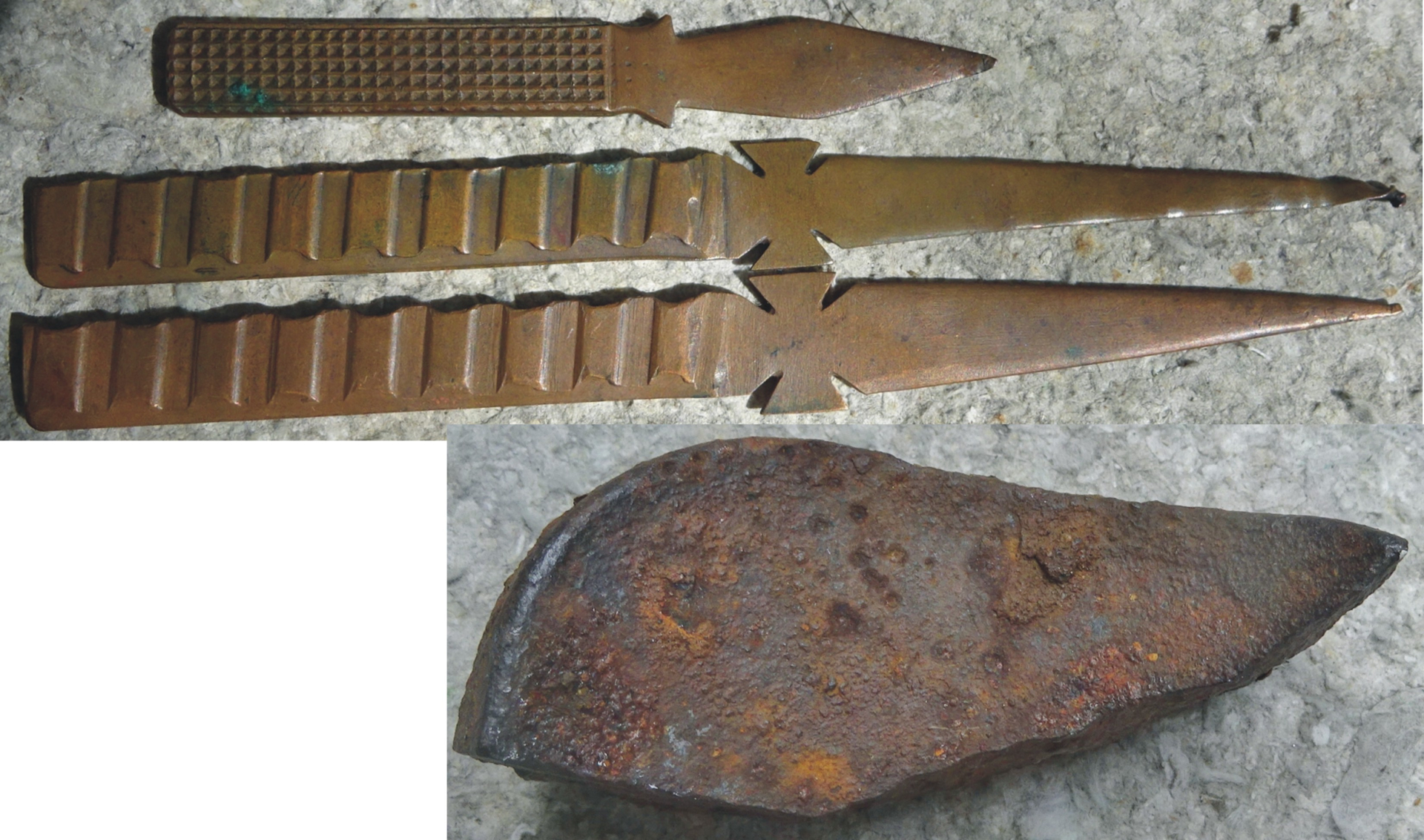 WK I Grabenkunst: 3 X Brieföffner aus Granatring – Bild 2