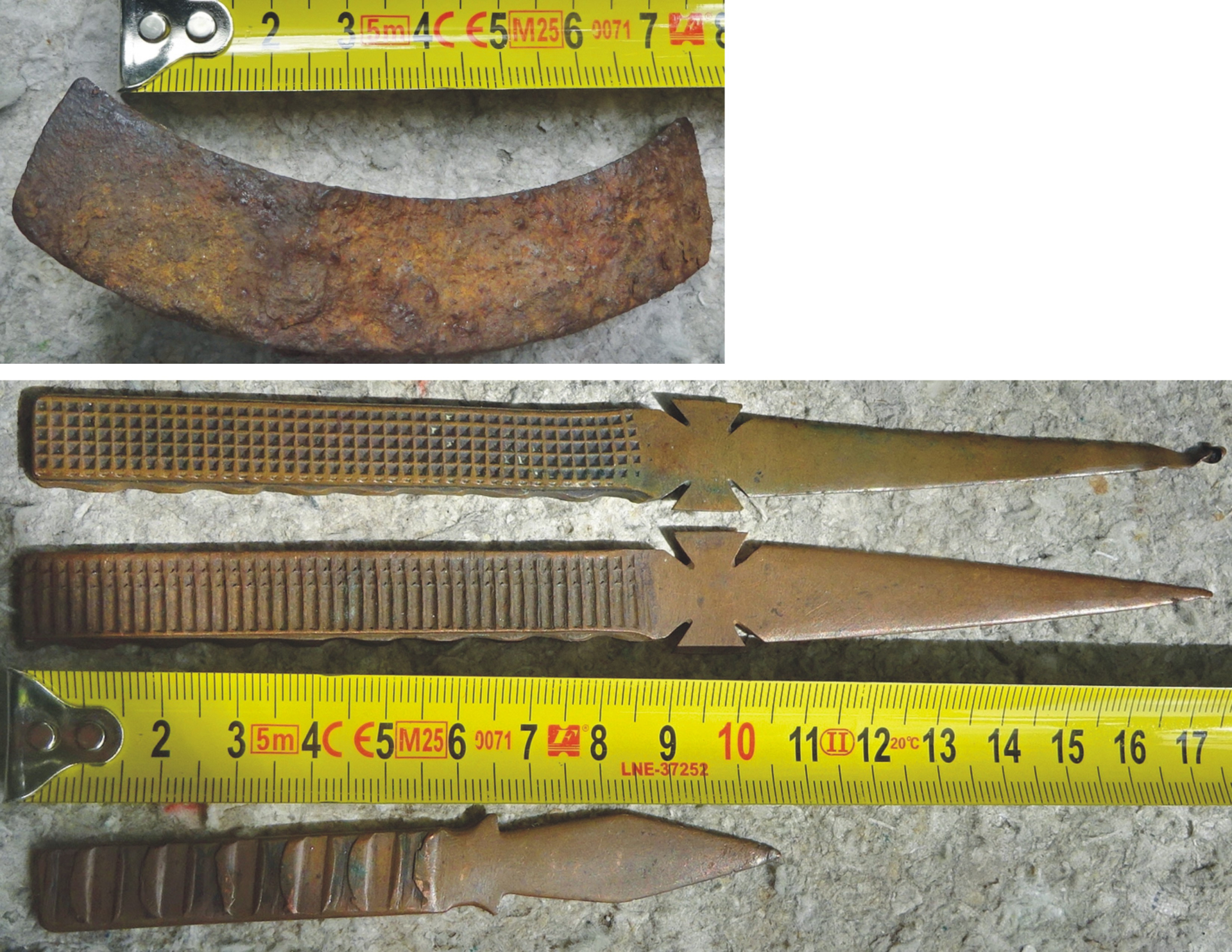 WK I Grabenkunst: 3 X Brieföffner aus Granatring – Bild 1