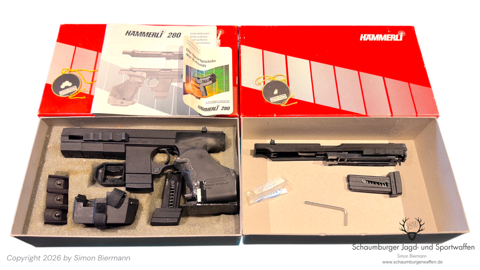 Set, Sportpistole, HÄMMERLI, Mod. 280, Kal. .32S&WLongWC, inkl. Wechselsystem .22lr, Waffe s. g. Z. – Bild 1