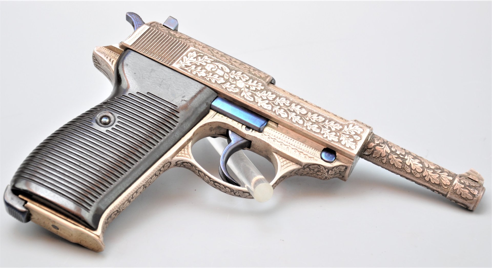 Walther P.38 Nullserie 1940, Walther Ulm Luxusgravur, Kasten, 2 Mag. – Bild 5