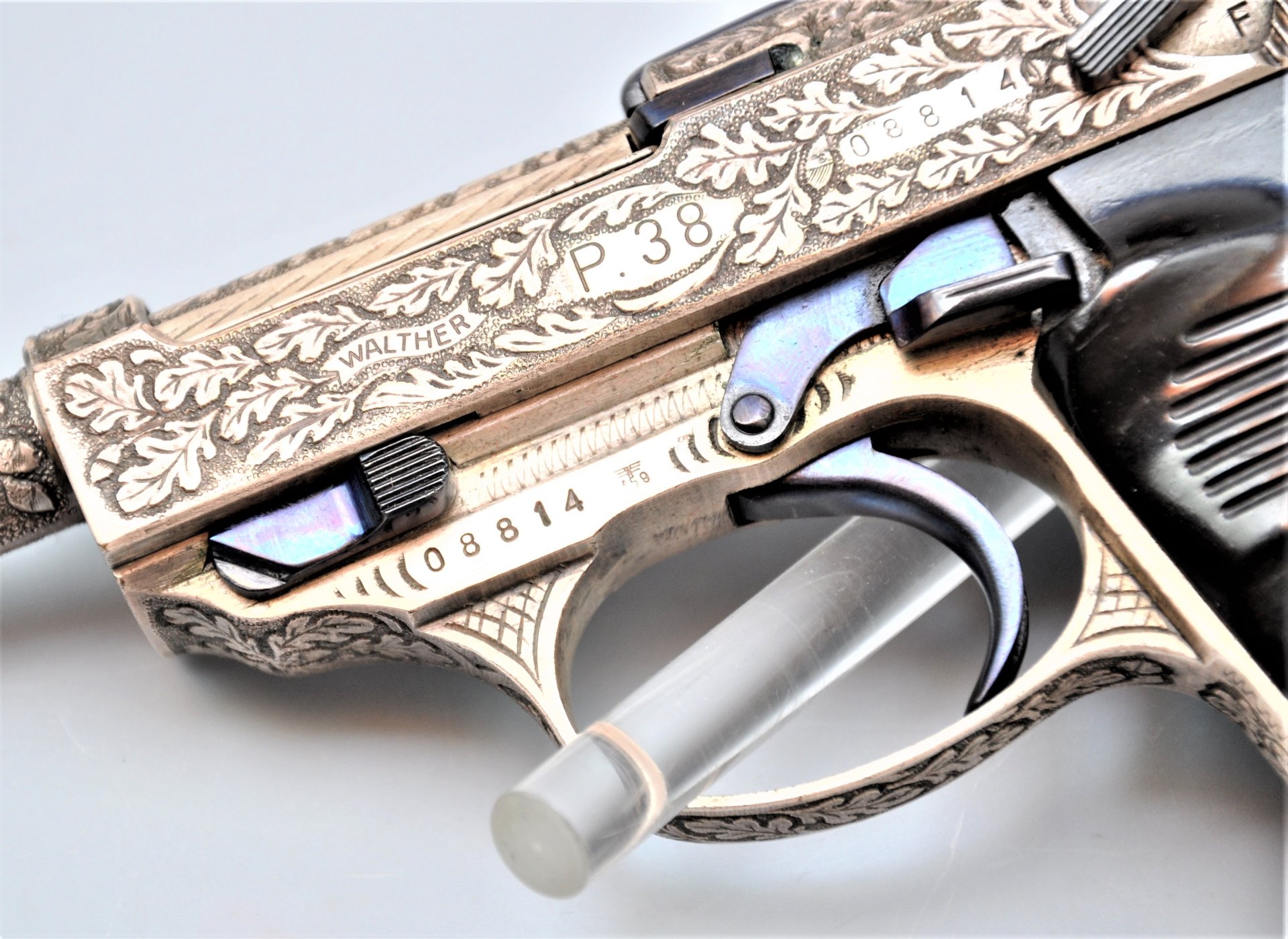 Walther P.38 Nullserie 1940, Walther Ulm Luxusgravur, Kasten, 2 Mag. – Bild 4