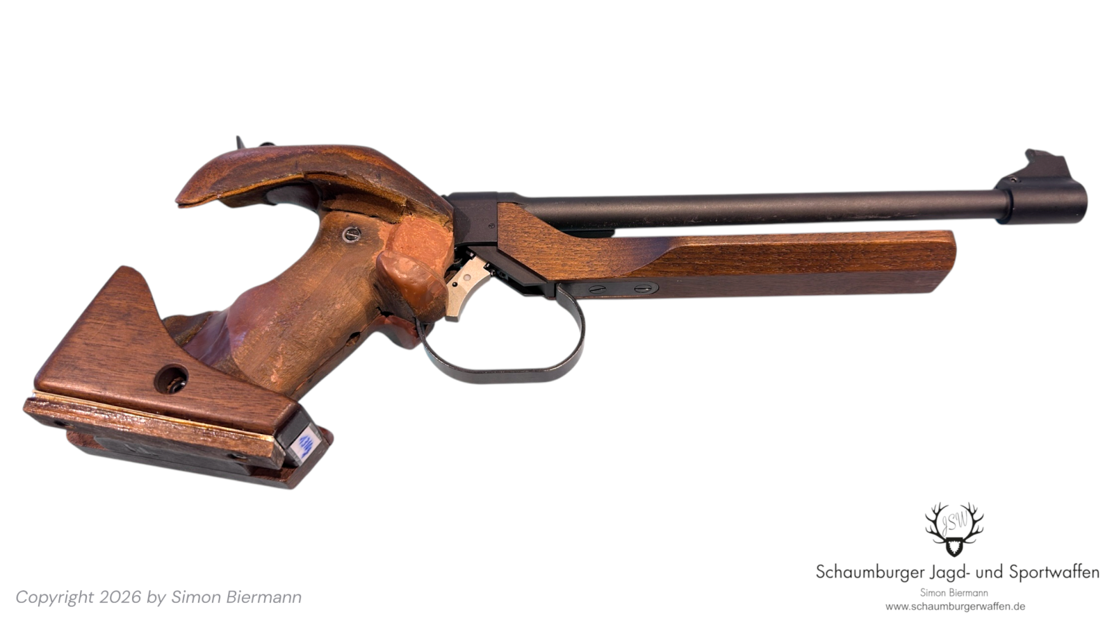 Freie Pistole, Hämmerli, Mod. 150, Kal. .22lr, Waffe Bestzustand, Griff überarbeitet. – Bild 1