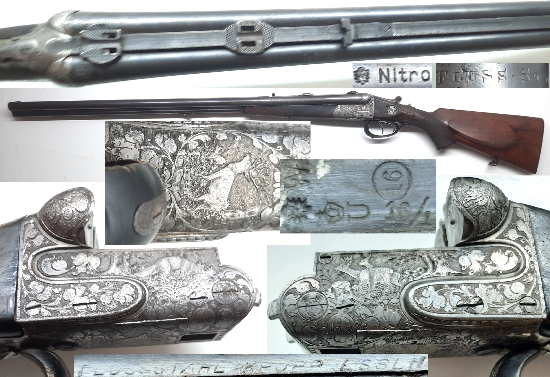 Georg Link Darmstadt Drilling 16/65 & 9,3x72R Krupp-Lauf SPIEGELBLANK EK-Montage – Bild 4