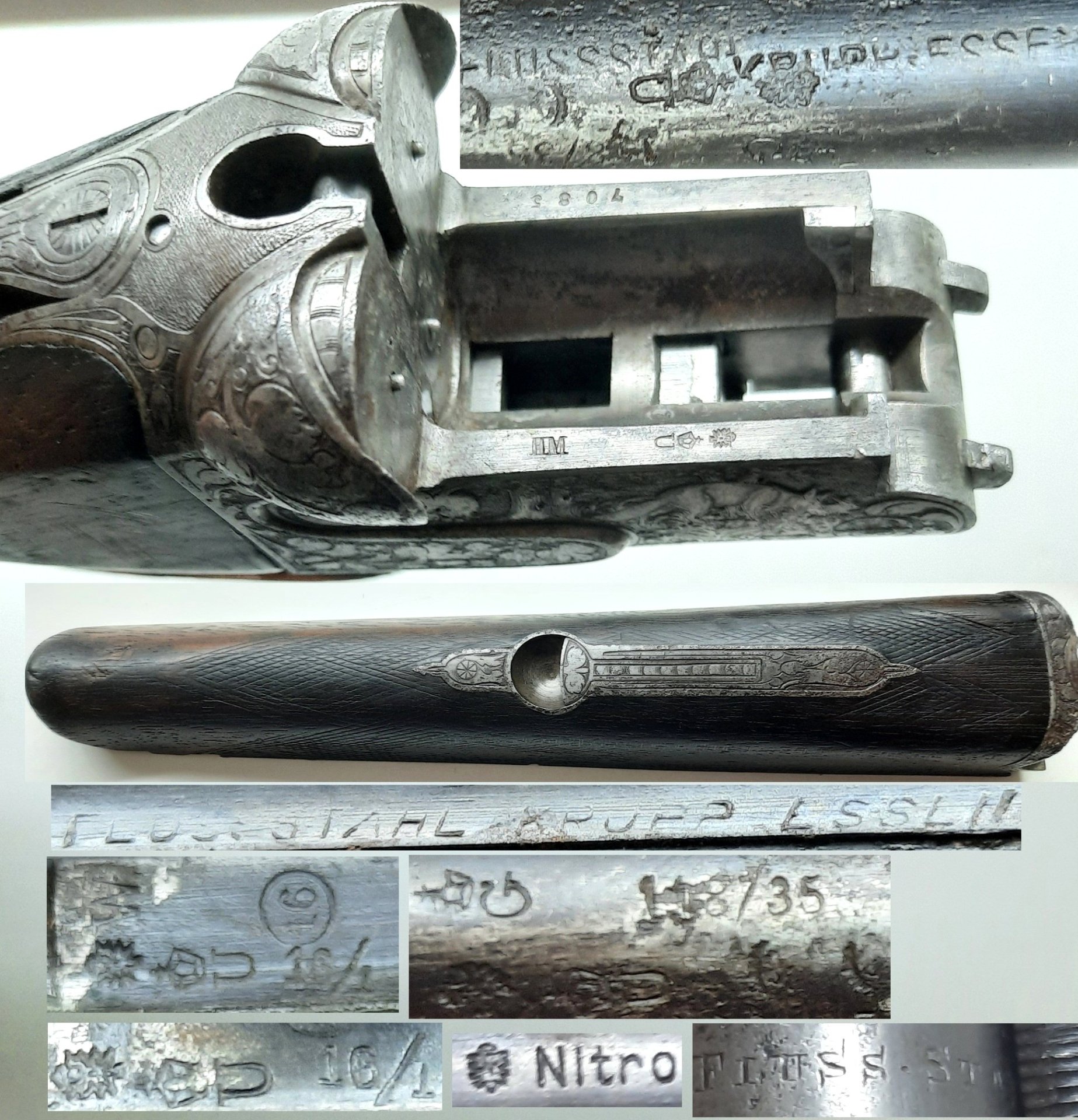 Georg Link Darmstadt Drilling 16/65 & 9,3x72R Krupp-Lauf SPIEGELBLANK EK-Montage – Bild 3