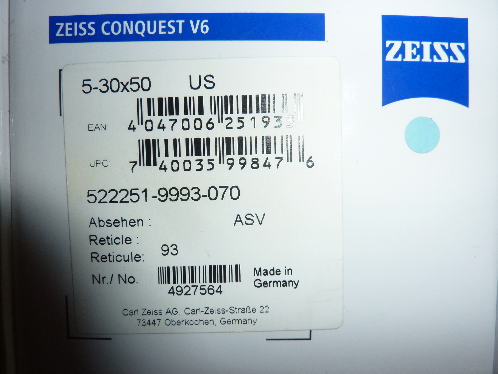 Zeiss Conquest V6 5-30X50 Absehen ASV zweite Bildebene – Bild 5