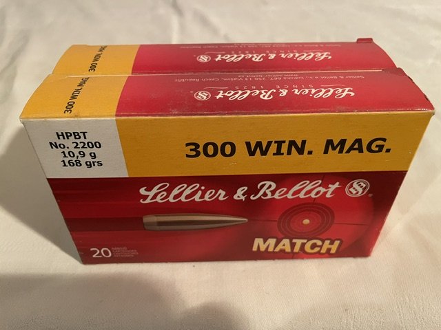 Munition 2x20 Schuß Sellier&Bellot .300Win.Mag. MATCH HPBT 168 grs-10,9 g. – Bild 1