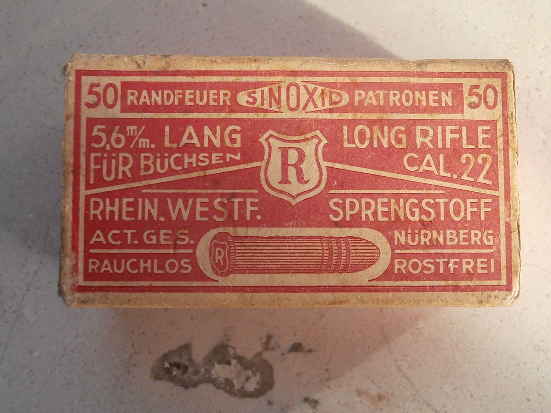 Patronen .22 lfb RWS, 50 er Packung 1930 er Jahre "Sportmodellpatrone" – Bild 1
