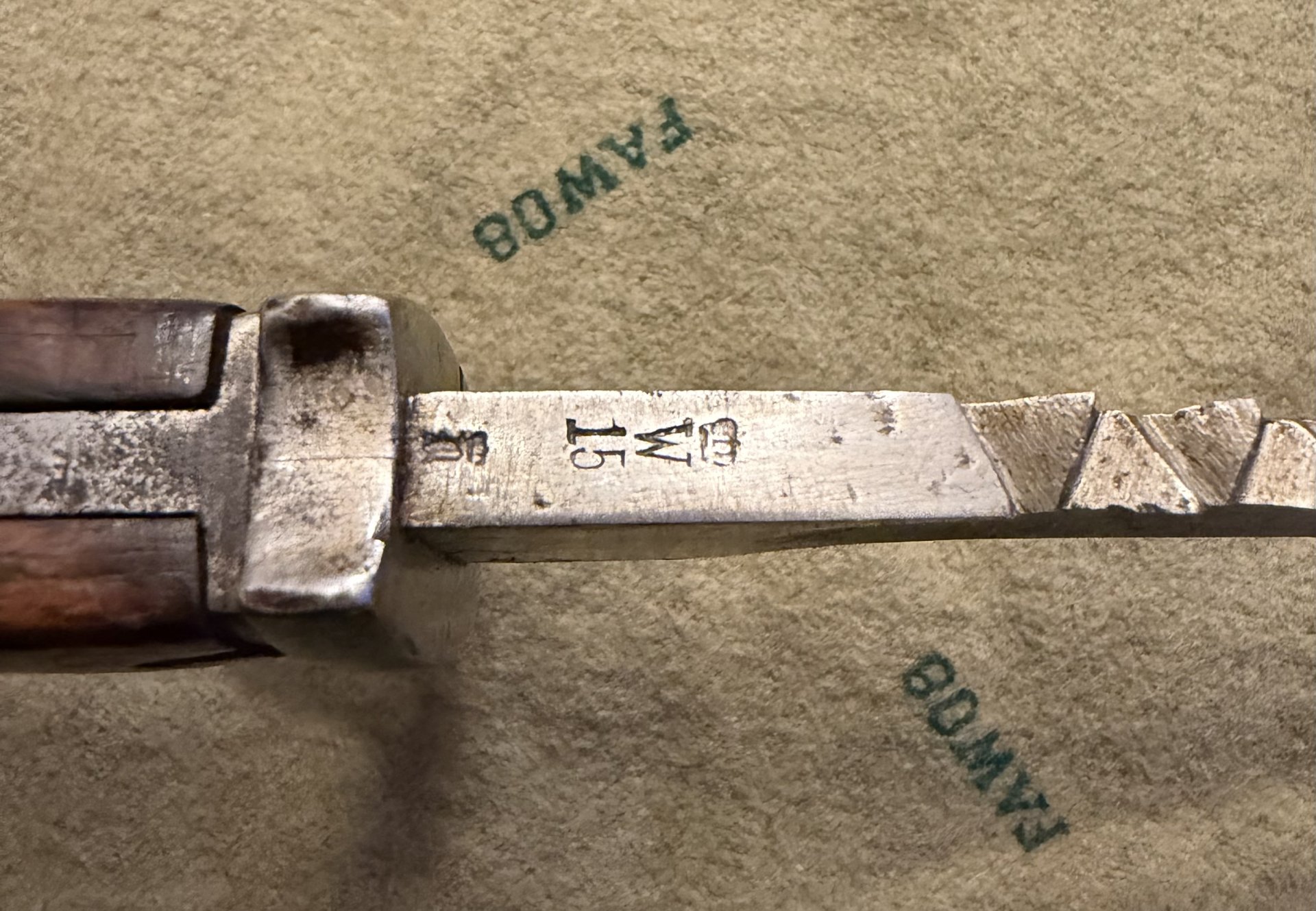 98/05 neue Art mit Sägerücken Butcher Sawback 1915 Lederscheide Haenel Suhl – Bild 2