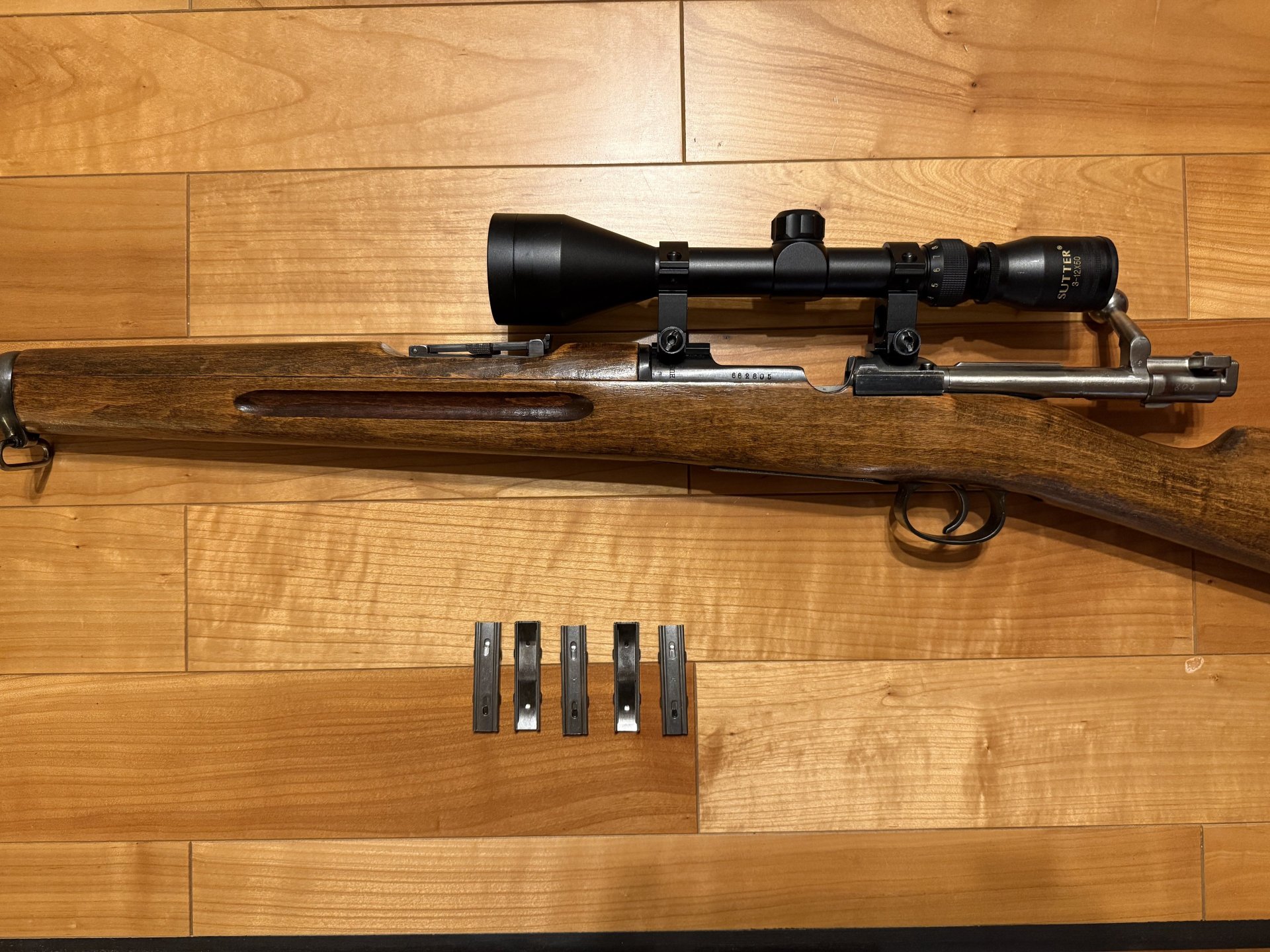 Schwedenmauser Husqvarna M38 – Kal. 6,5×55 – nummerngleich – mit 5 Ladestreifen und 498 Schuss – Bild 1