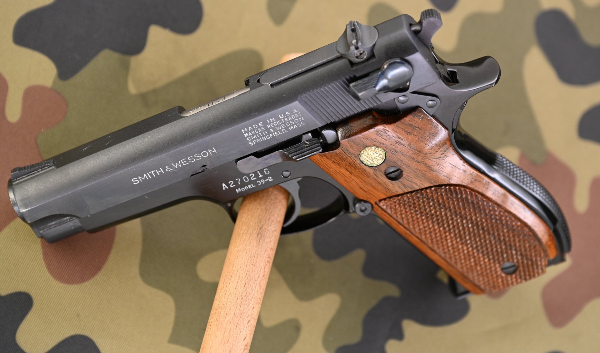 Pistole Sportwaffe Sammlerstück Smith & Wesson Mod. 39-2 Kal. 9 mm Luger, Bj. 1976, 100 % wie neu! – Bild 4
