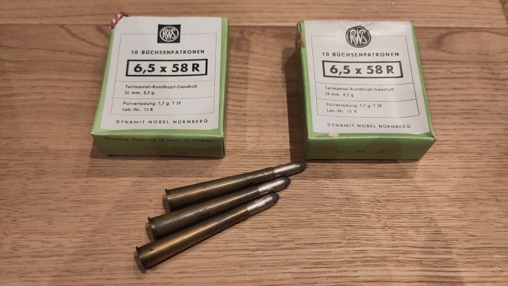 Munition 20 Schuss 6,5x58R Sauer Teilmantel - Sammlermunition – Bild 1