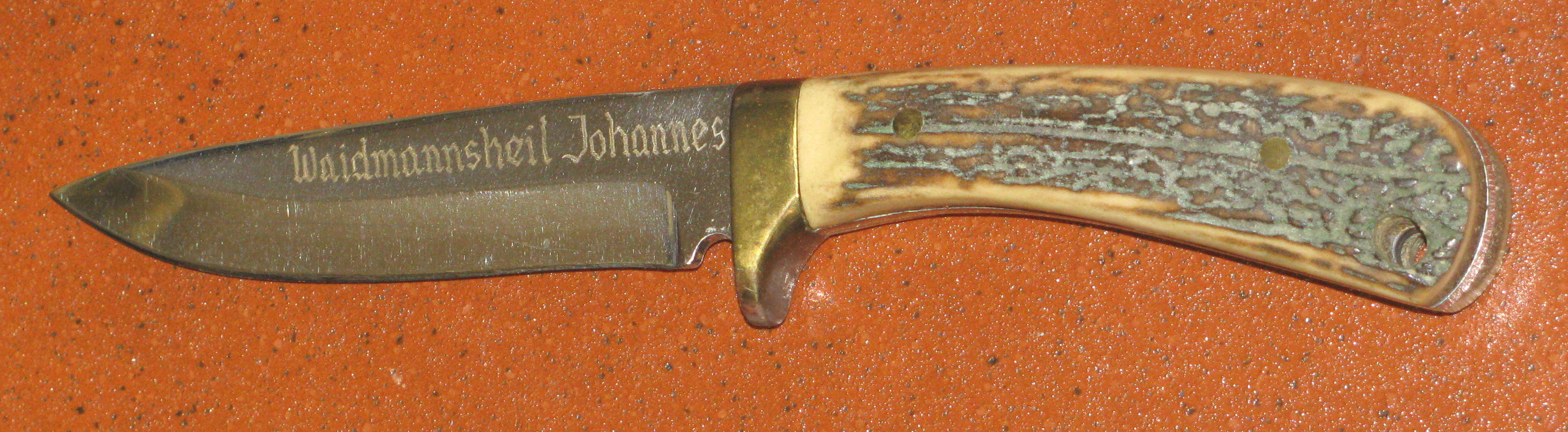 Jagdmesser mit Horn und Lederscheide – Bild 5