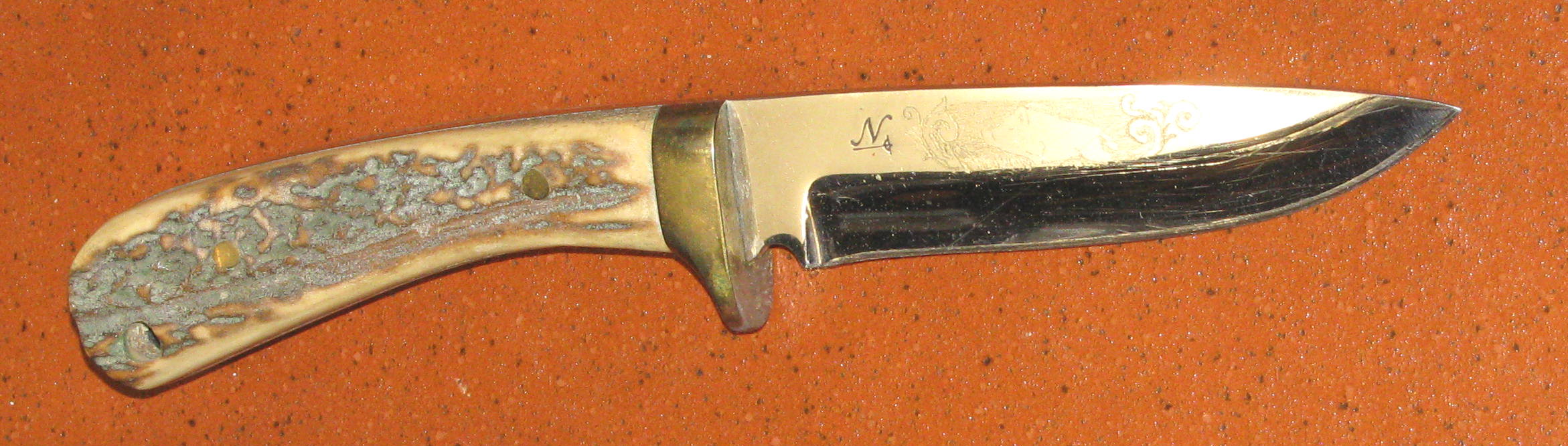 Jagdmesser mit Horn und Lederscheide – Bild 3