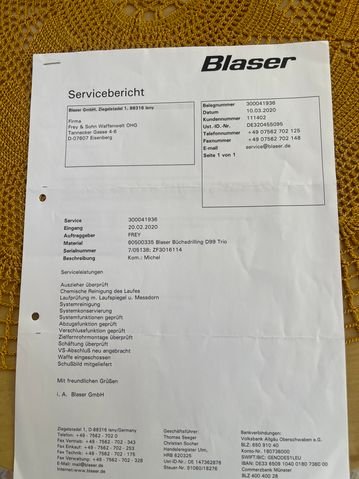 Blaser Büchsdrilling D99 Trio Links Kal..30R, 7x57R, .22Hornet – Bild 8
