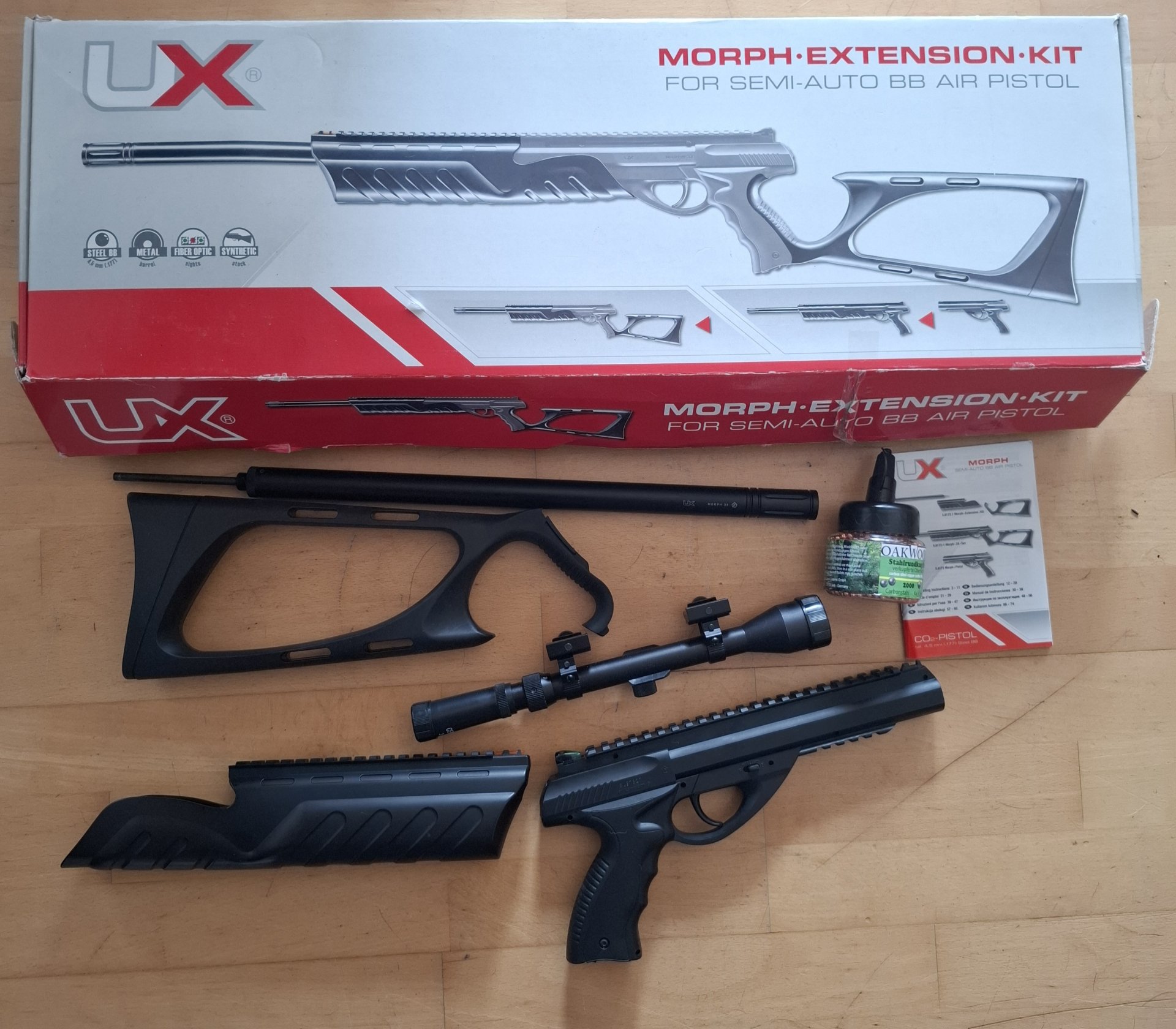 UX Morph 3X Set CO2-Gewehr / Pistole 4,5 mm BB – Neuwertig in OVP + Zubehör – Bild 1