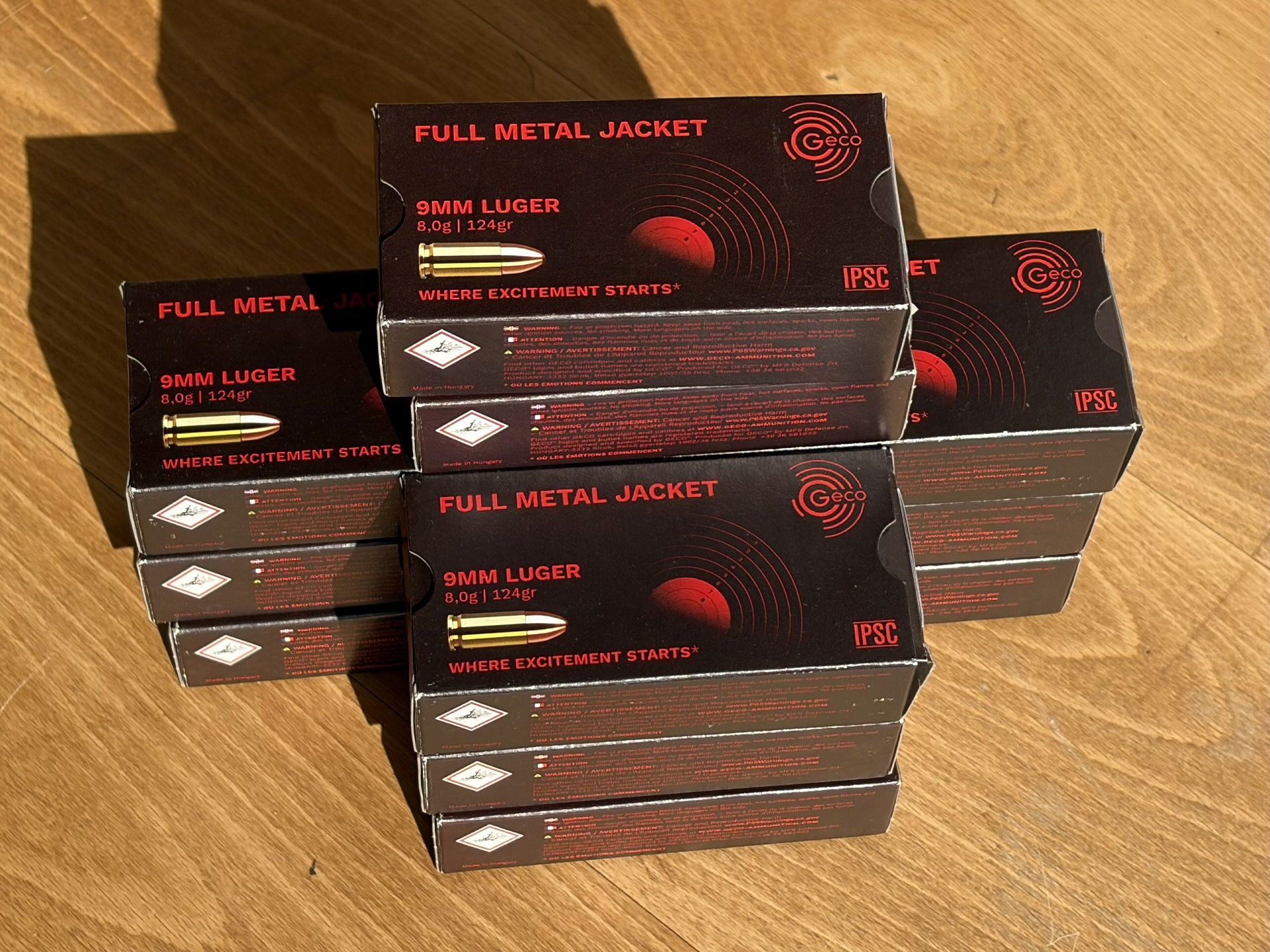 550 Schuss Geco 9mm Luger Vollmantel 8,0g 124gr. – Bild 1