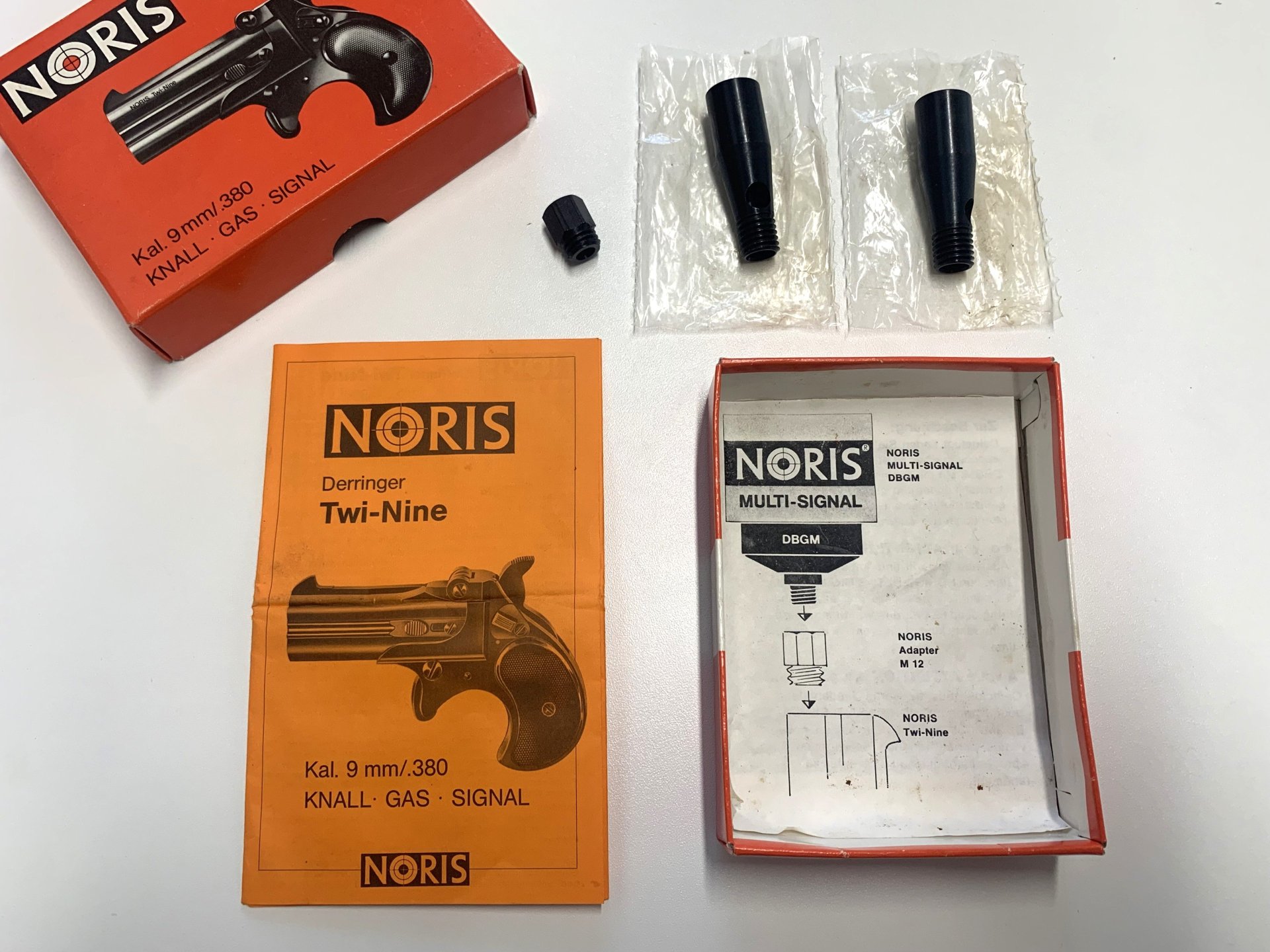 Noris (Röhm) Derringer Twi-Nine 9mm R. Knall *alte PTB 276* Vollstahl, kein Twinny, mit OVP! – Bild 5