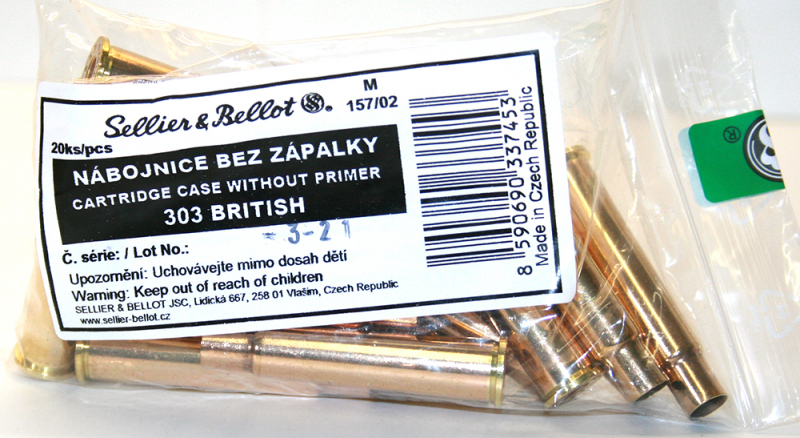 20 Stück S&B | Sellier&Bellot Wiederladehülsen S+B .303 BRITISH NEU Messing Boxer o. Zünder #V337452 – Bild 1
