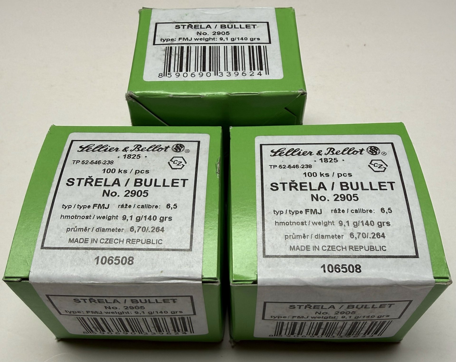 3x100 Stück S&B Geschosse FMJ | Sellier&Bellot .264 / 140grs. / 9,1g. – Bild 1