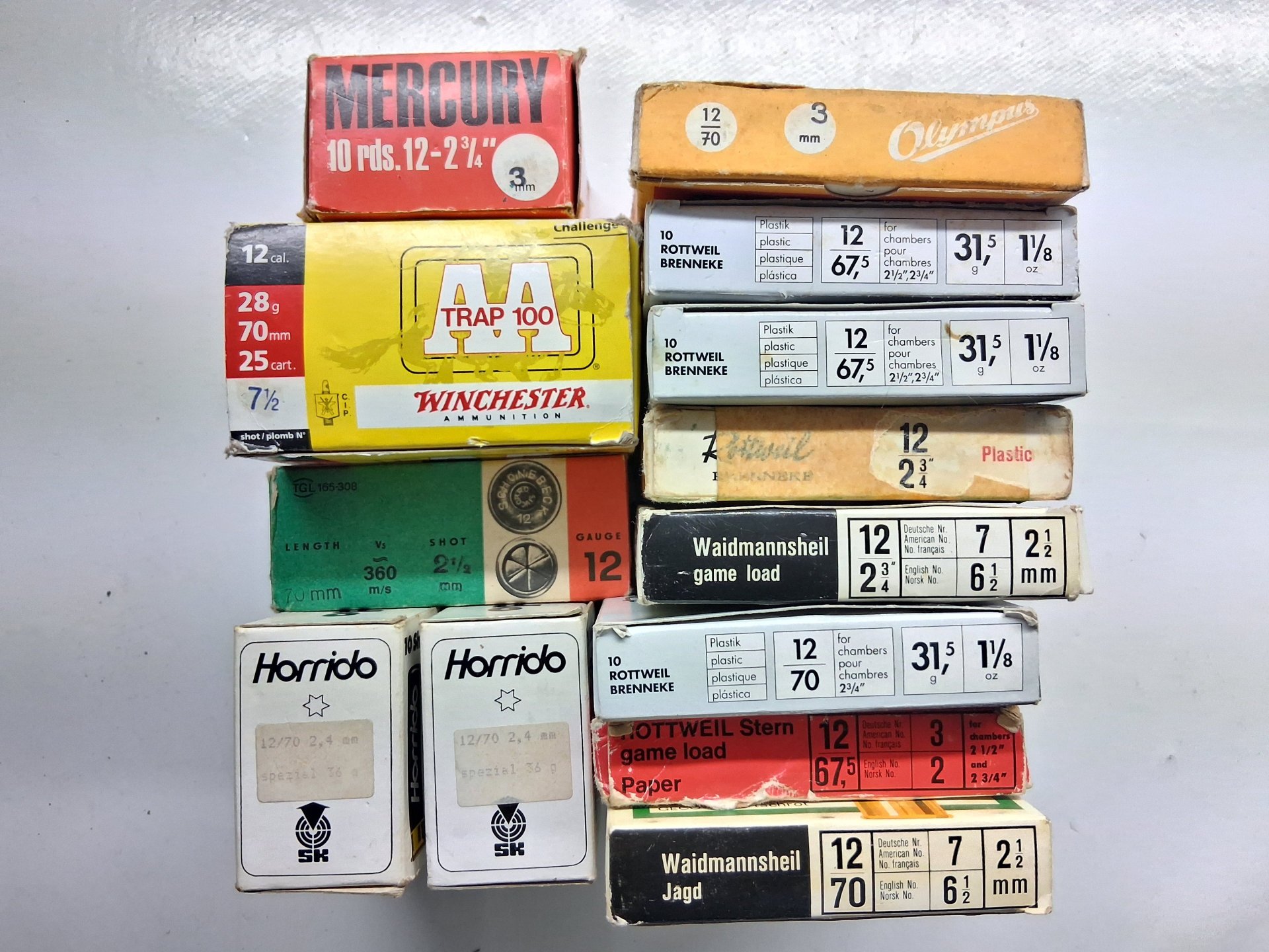 Konvolut 153 Schuss Kal. 12/70 & 12/67,5 Rottweil Brenneke, Waidmannsheil, Winchester – Bild 1
