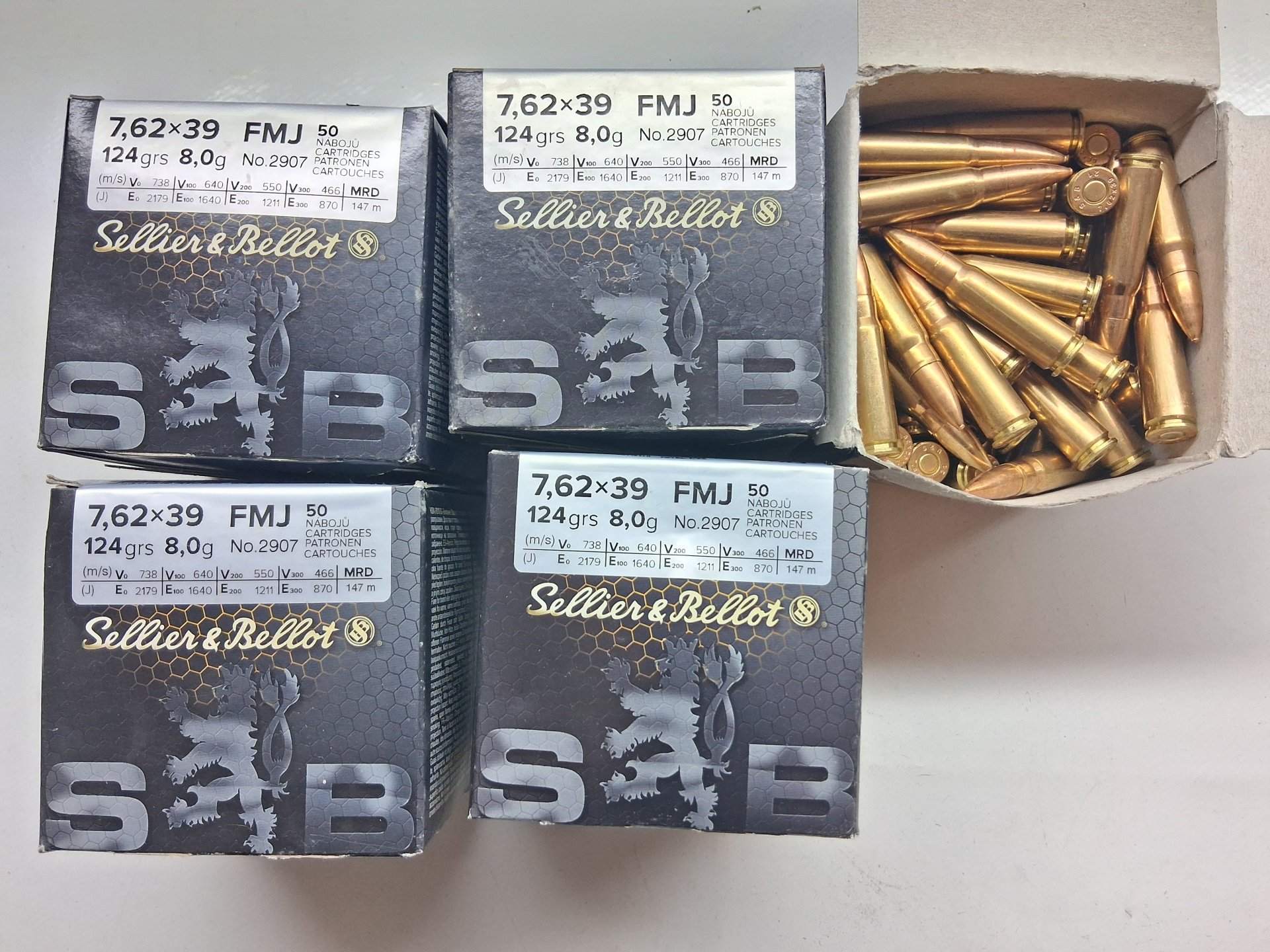 250 Schuss Sellier & Bellot 7,62x39 FMJ 124grs 8,0g – Bild 1