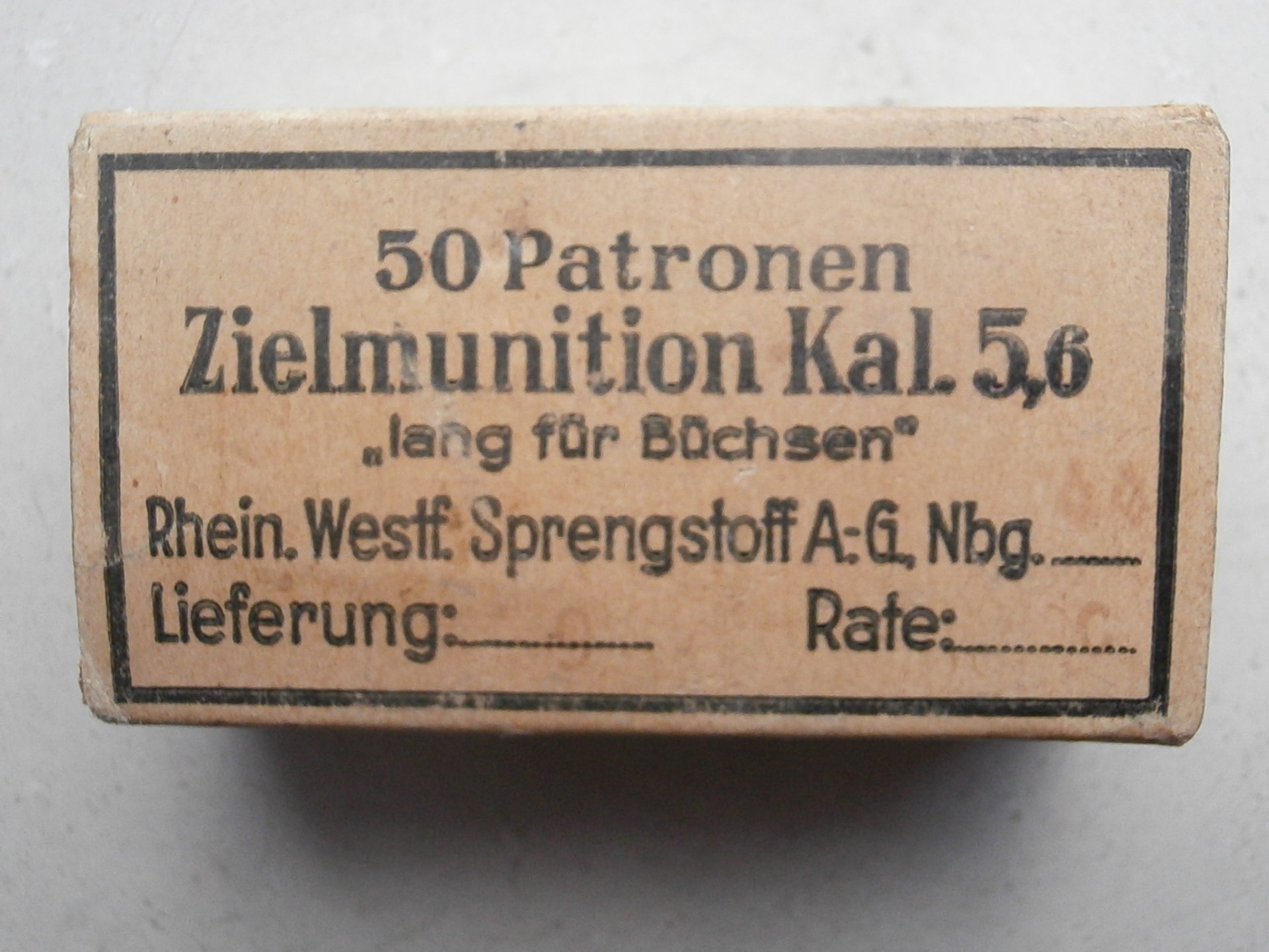 Patronen .22 lfb Zielmunition Kal. 5,6 , 50 er Packung von 1944, Stahlhülsen – Bild 1