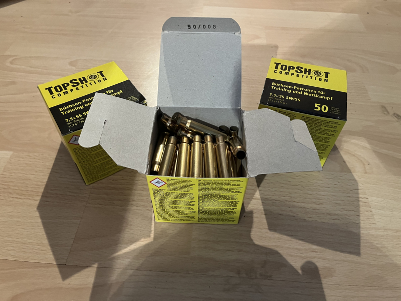 150 Hülsen 7,5 x 55 Swiss TopShot – Bild 1