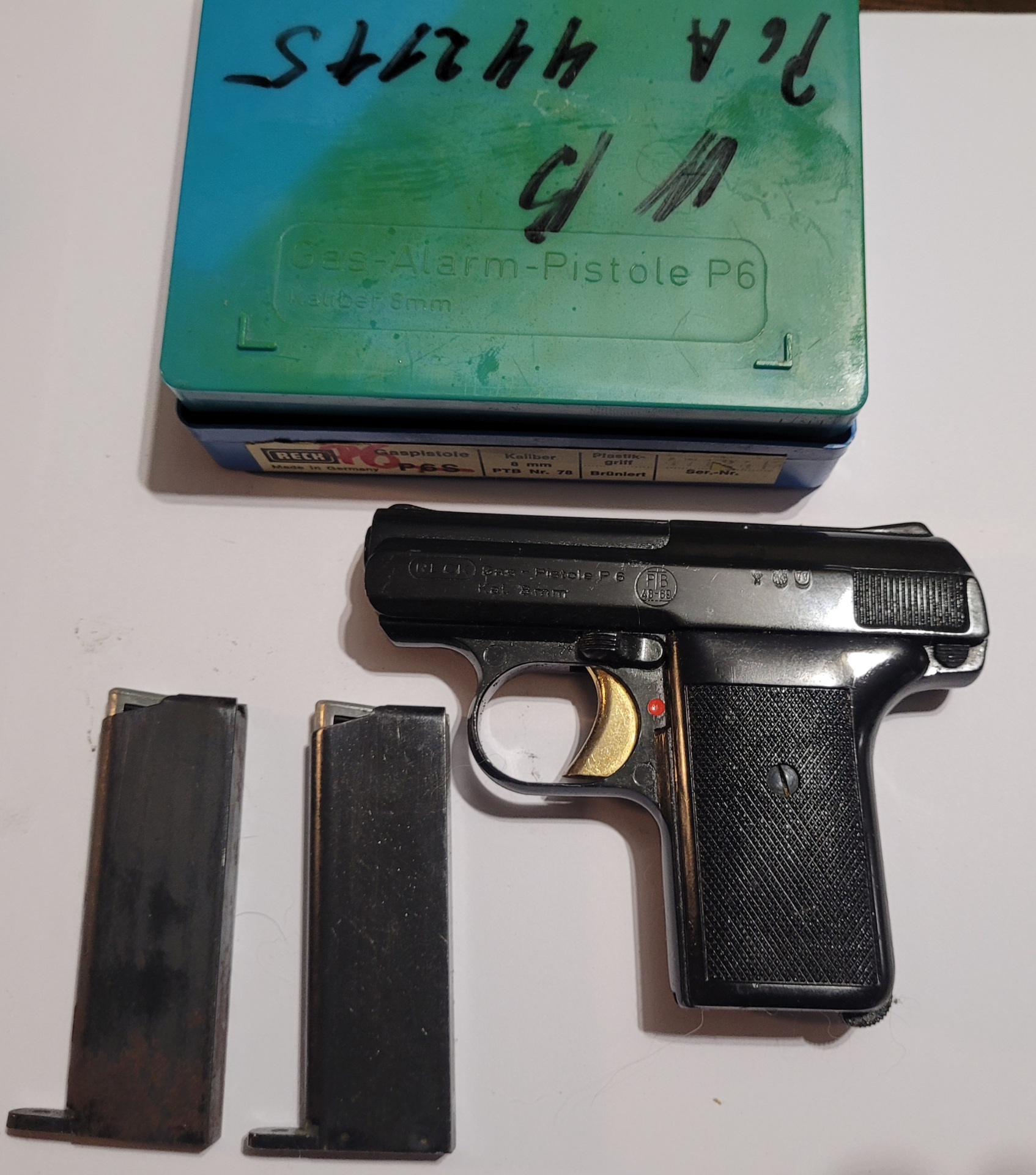Taschenflak. Reck. Mod P6. 8x20 knall. PTB 48-69 – Bild 1
