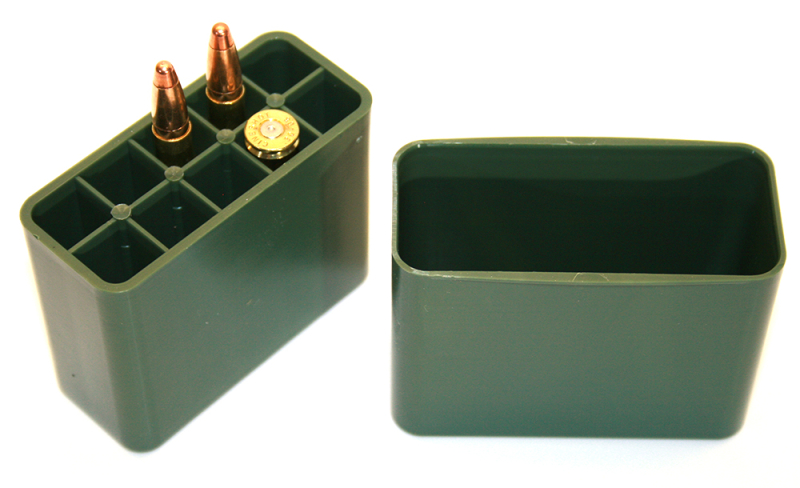 MEGALINE 10er Munitionsbox AmmoBox Patronenbox Grün für große Kaliber "JÄGERBOX" 2 x 80x34x63mm NEU – Bild 1
