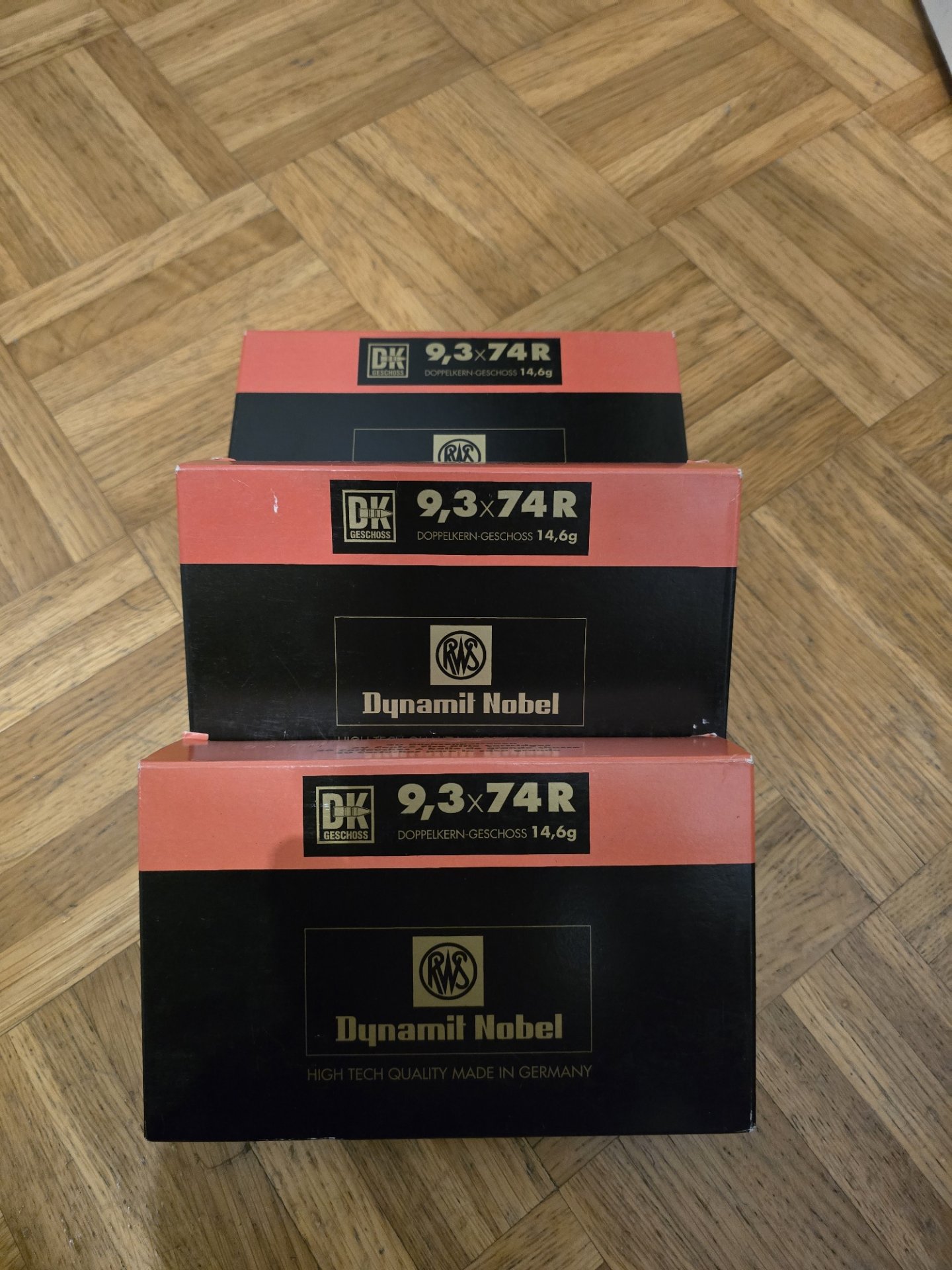 Munition 9,3x74R von RWS 14,6 g Doppelkern Geschoss DK , ein LOS – Bild 1
